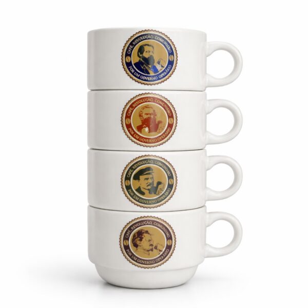 Revolucionários “Café, Revolução, Comunismo” - Kit de Xícaras de Café com Suporte