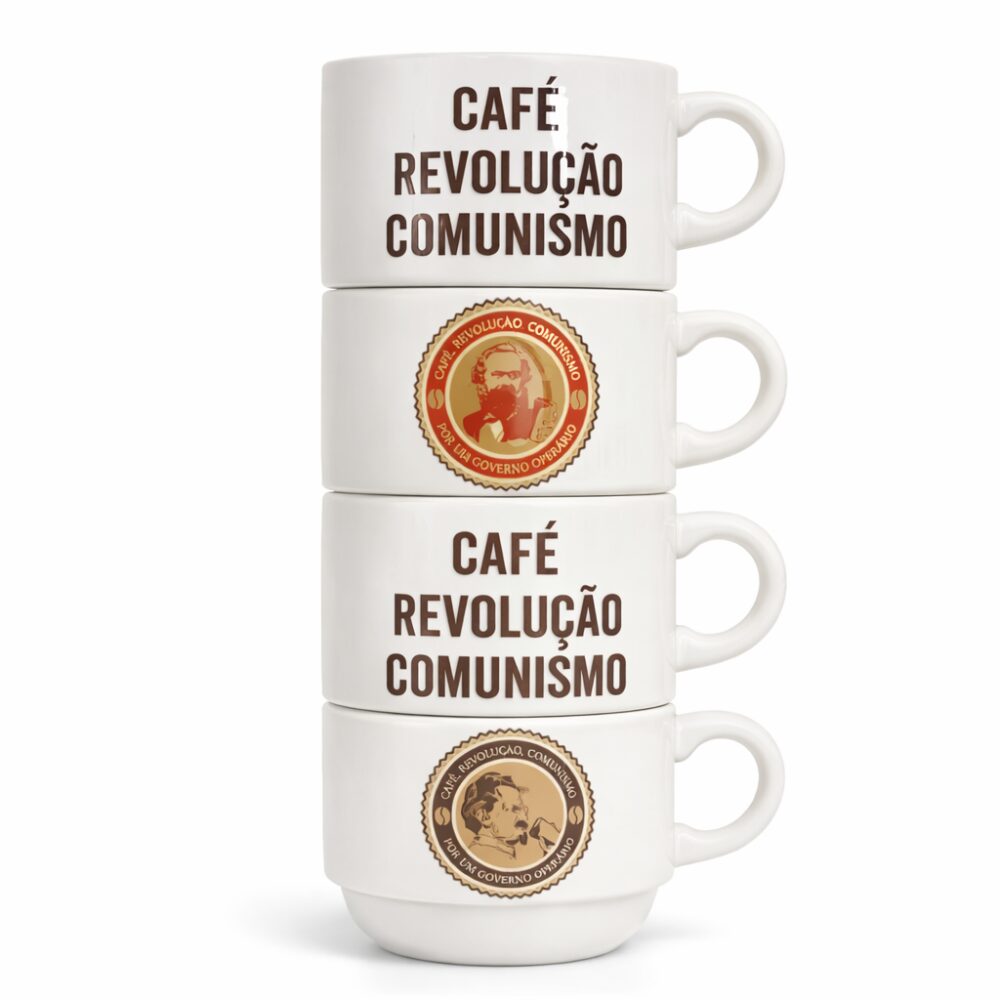 Revolucionários “Café, Revolução, Comunismo” - Kit de Xícaras de Café com Suporte - Imagem 2