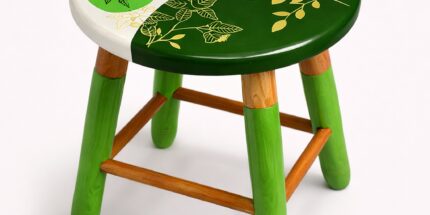 Folhagens - Banquinho Decorativo Pintado à Mão