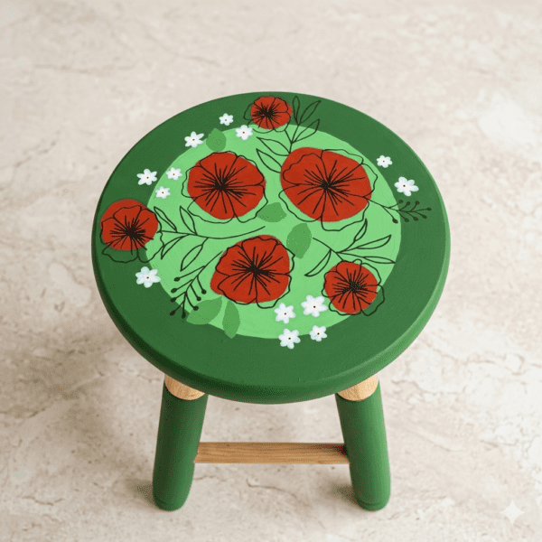 Flores - Banquinho Decorativo Pintado à Mão - Imagem 2
