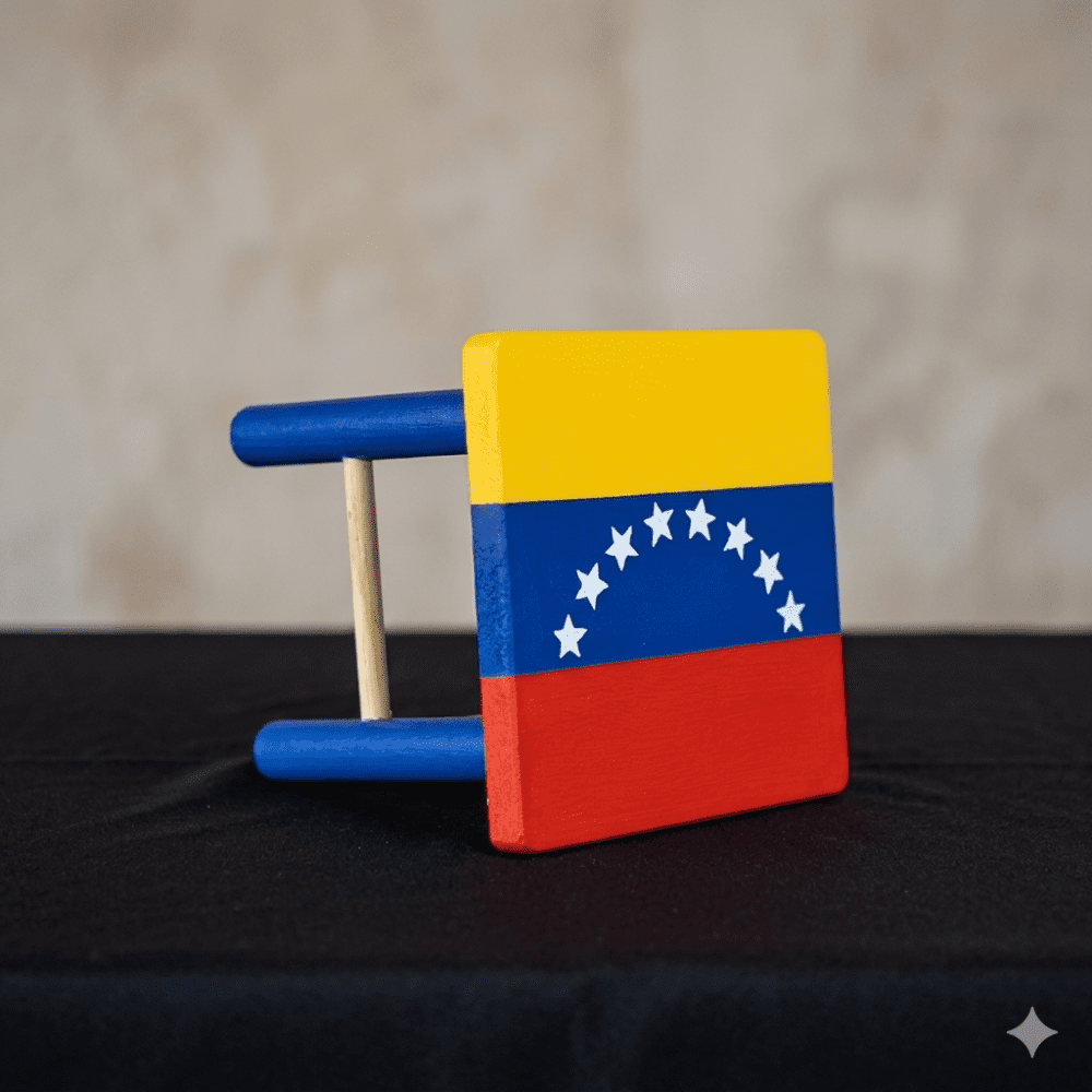 Bandeira da Venezuela – Banquinho Decorativo Pintado à Mão - Imagem 2