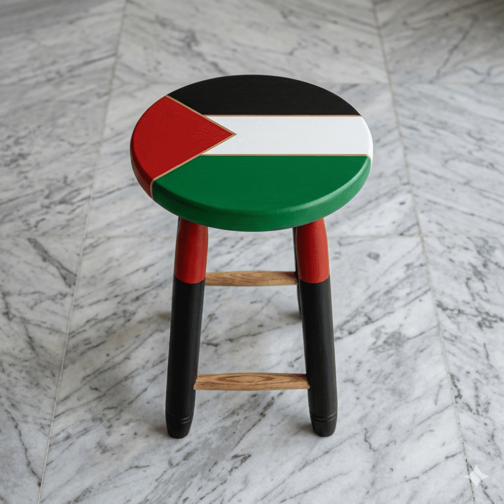 Bandeira da Palestina – Banquinho Decorativo Pintado à Mão - Imagem 2